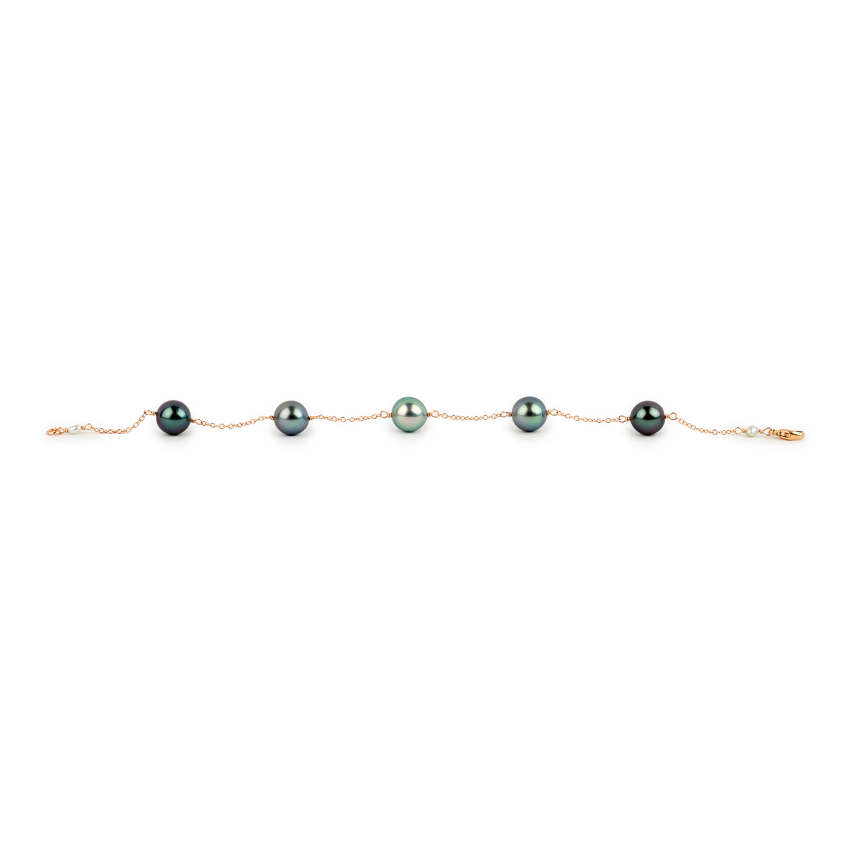 Lilac Flower Tahitian Pearl Tin Cup Bracelet on 14k Rose Gold