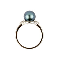Tahitian Pearl & Diamond Toru Ring on 14K White Gold