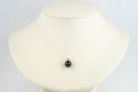 Midnight Green 9.4mm Tahitian Pearl I'a Necklace on Sterling Silver