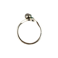 Tahitian Keshi Pearl & Diamond Sunrise Ring on Sterling Silver