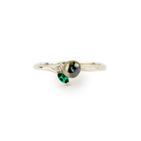 Tahitian Keshi Pearl & Diamond Sunrise Ring on Sterling Silver