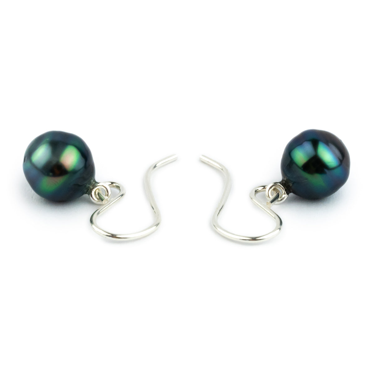 Deep Sea Circled Tahitian Pearl Dangles on Sterling Silver
