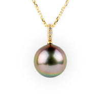 Hot Pink Rainbow Tahitian Pearl & Diamond Éclat Necklace on 14KYG