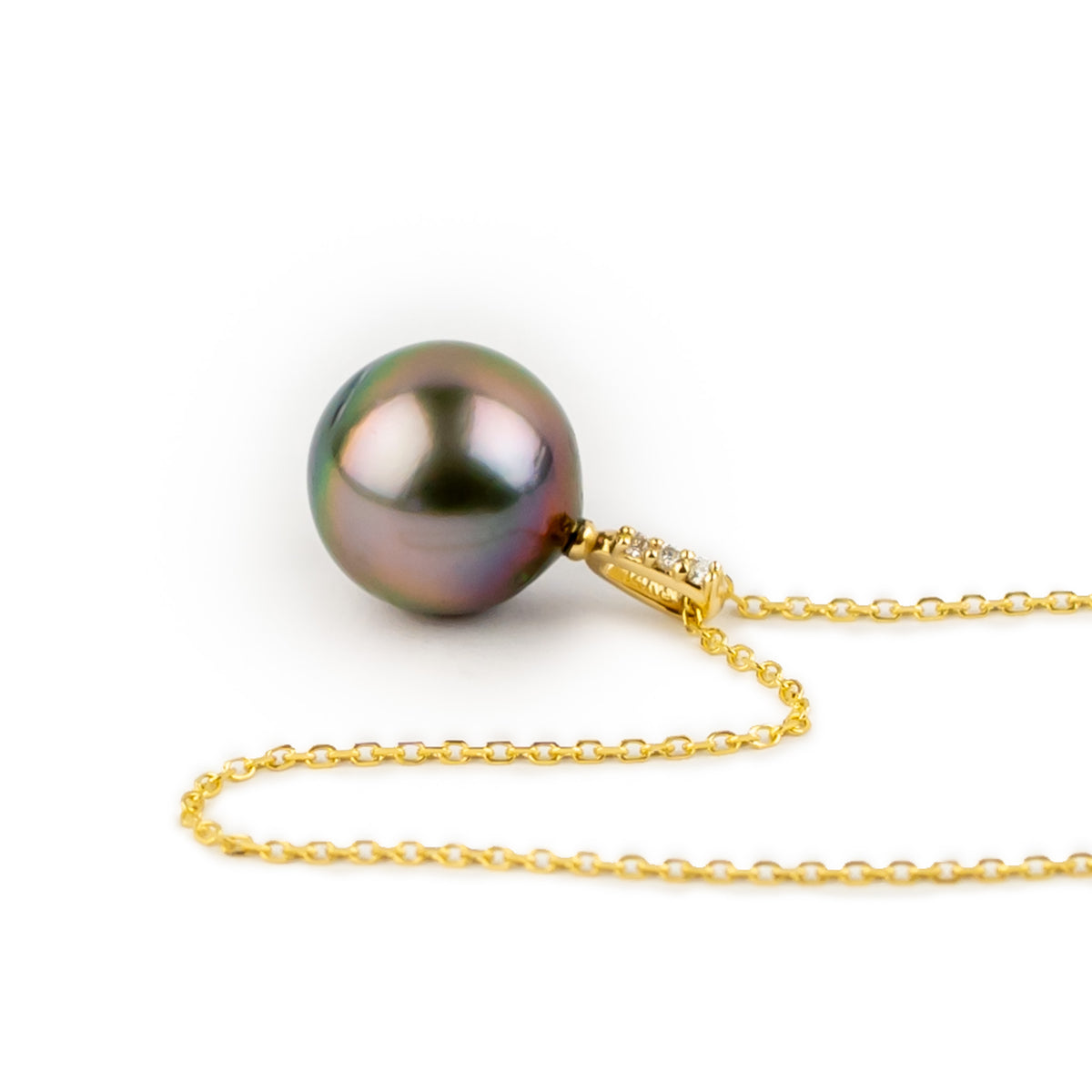 Hot Pink Rainbow Tahitian Pearl & Diamond Éclat Necklace on 14KYG