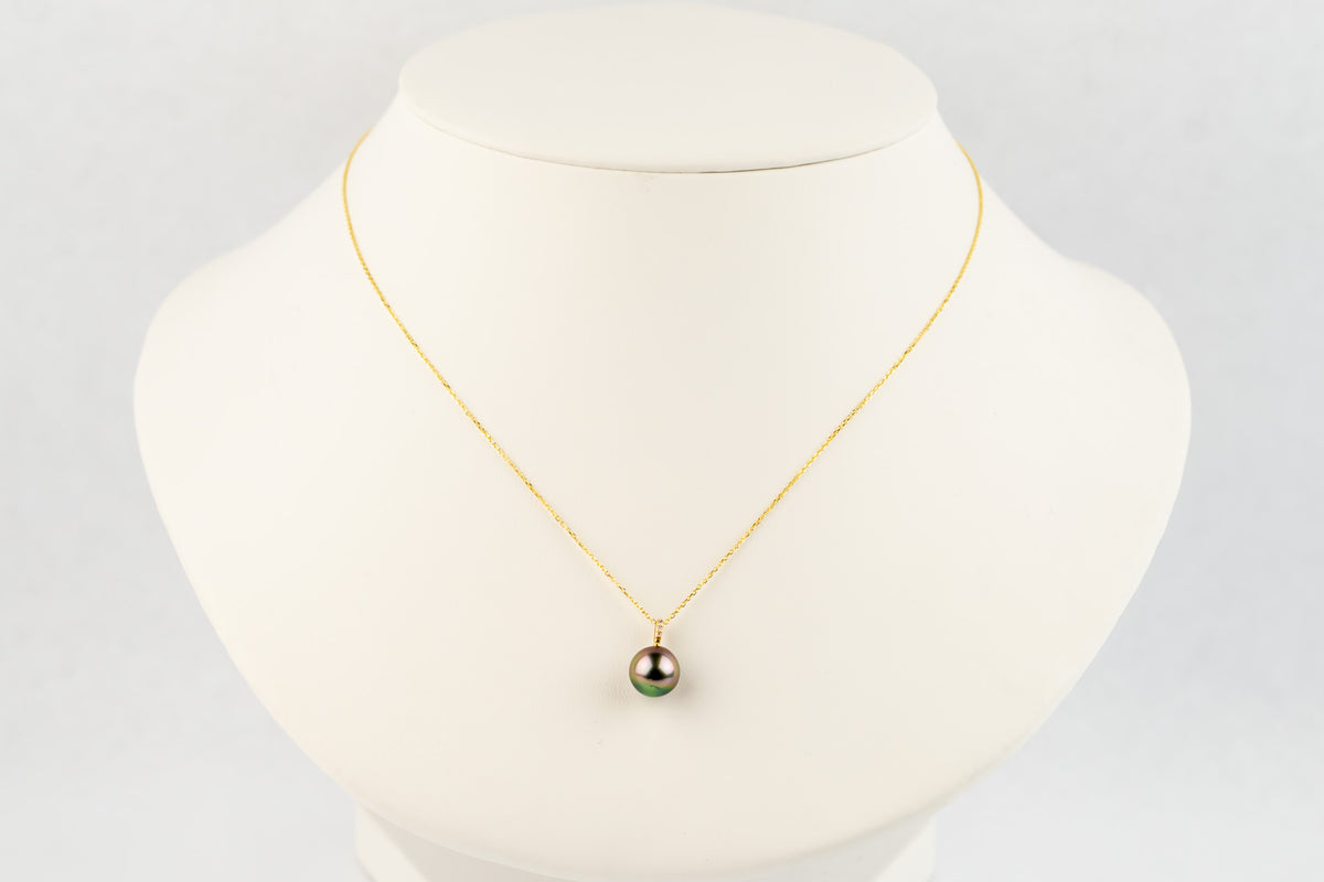 Hot Pink Rainbow Tahitian Pearl & Diamond Éclat Necklace on 14KYG
