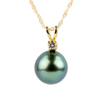 Lagoon Blue Tahitian Pearl & Diamond Étoile Necklace on 10K Yellow Gold