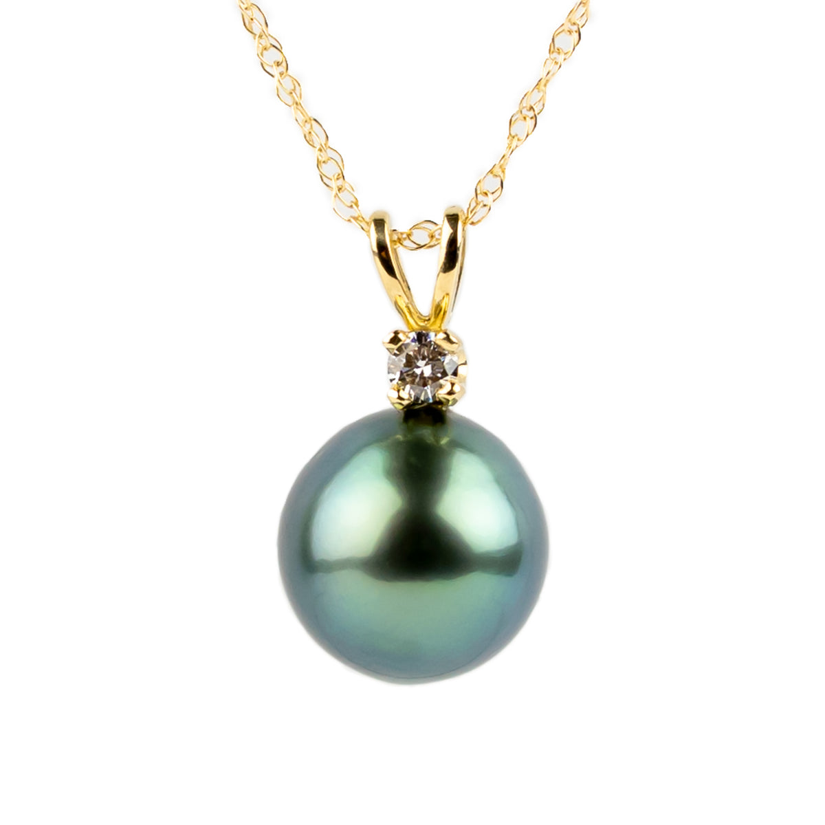 Lagoon Blue Tahitian Pearl & Diamond Étoile Necklace on 10K Yellow Gold