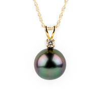 Purple Eclipse Tahitian Pearl & Diamond Étoile Necklace on 10K Yellow Gold