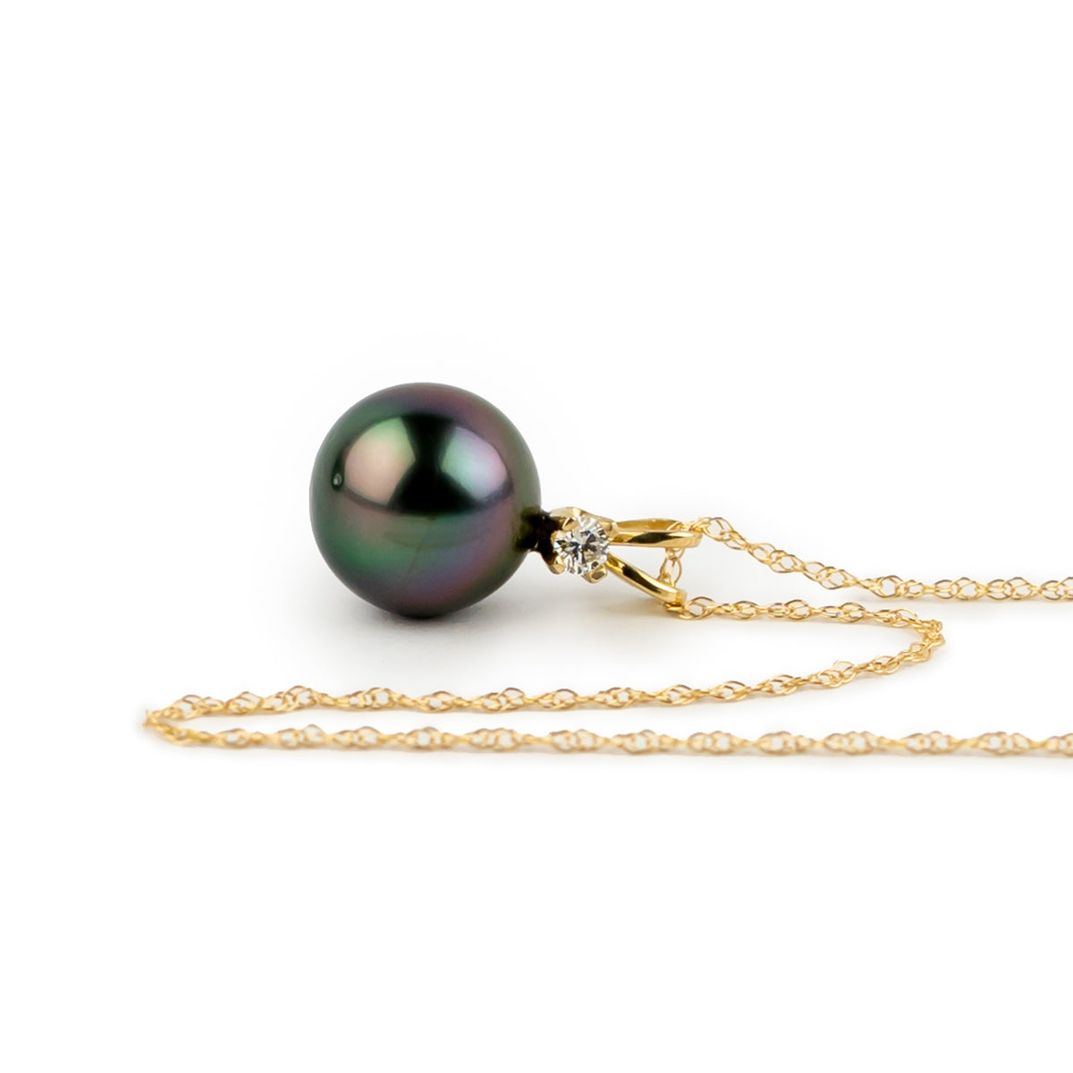 Purple Eclipse Tahitian Pearl & Diamond Étoile Necklace on 10K Yellow Gold