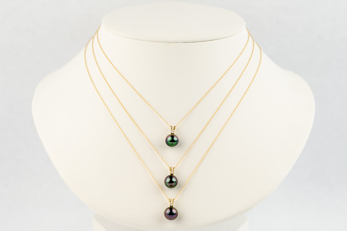 Purple Eclipse Tahitian Pearl & Diamond Étoile Necklace on 10K Yellow Gold