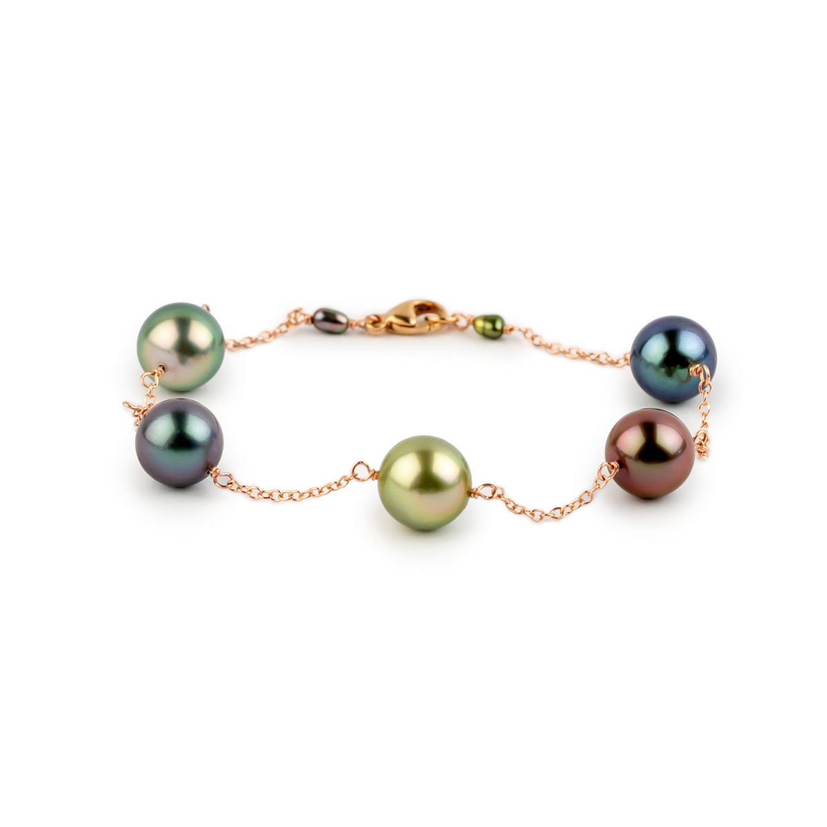 Vibrant Bouquet Tahitian Pearl Tin Cup Bracelet on 14k Rose Gold