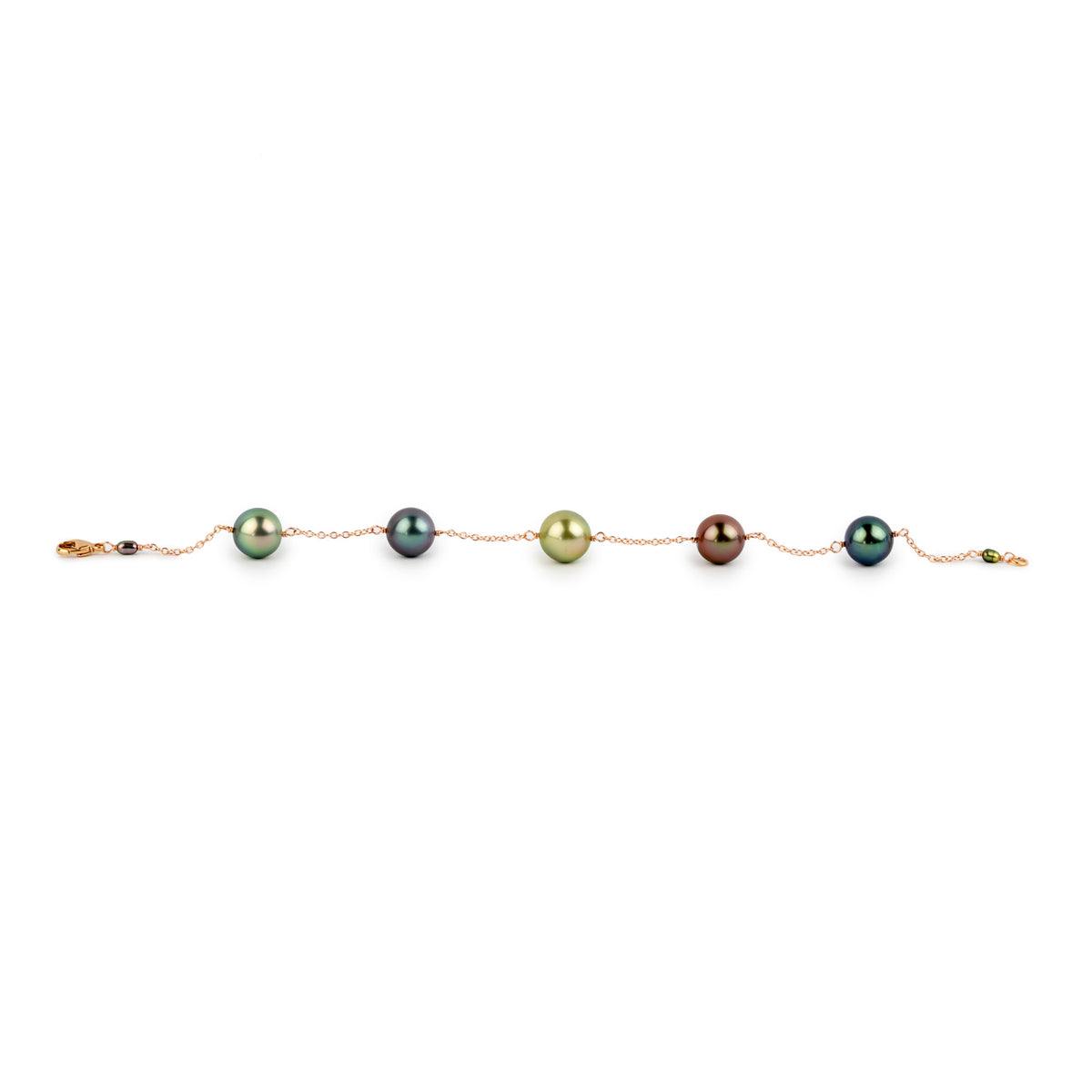 Vibrant Bouquet Tahitian Pearl Tin Cup Bracelet on 14k Rose Gold