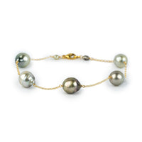 Golden Baroque Tin-Cup Tahitian Pearl Bracelet on Gold Filled