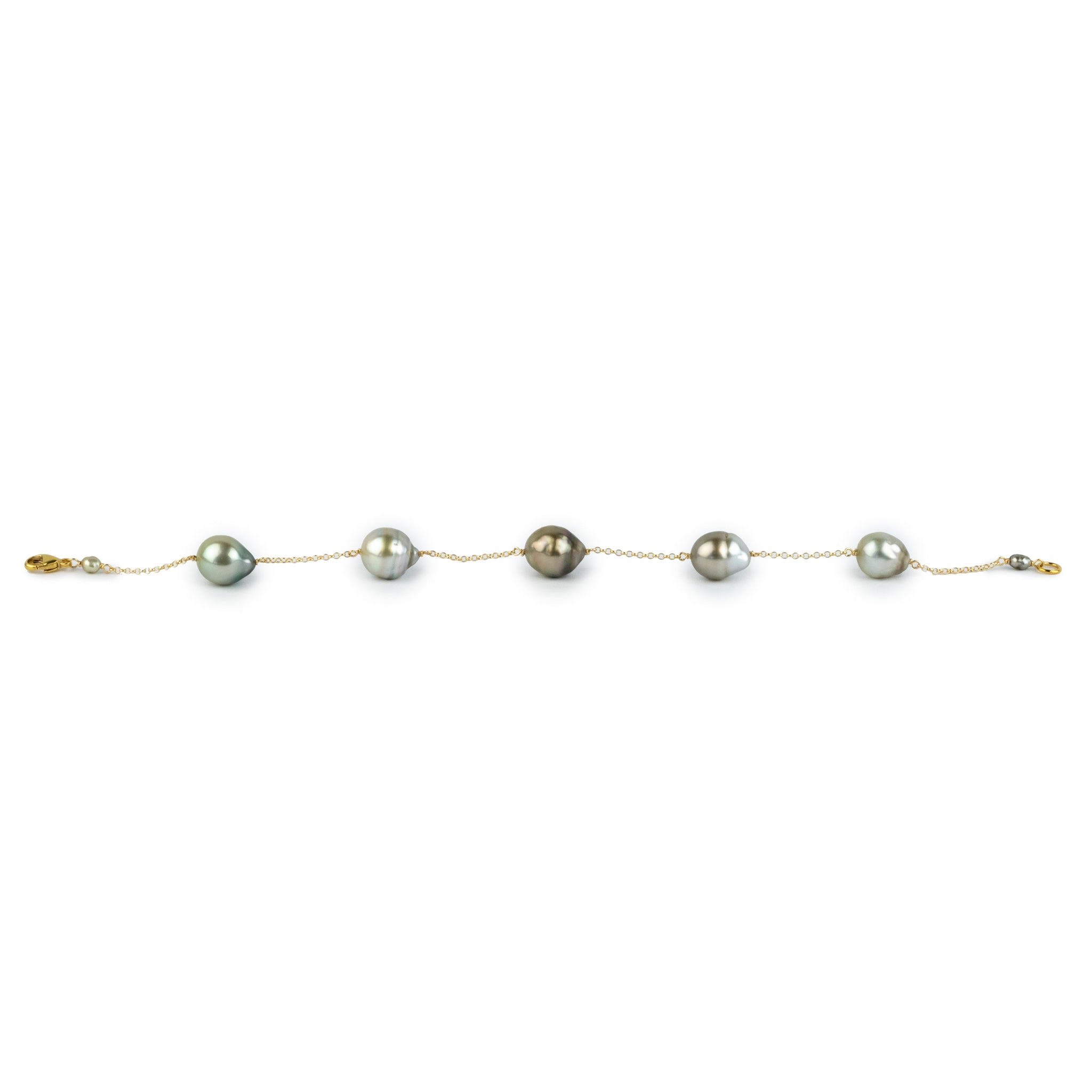 Golden Baroque Tin-Cup Tahitian Pearl Bracelet on Gold Filled