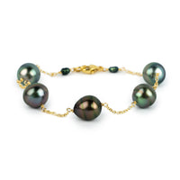 Multi-Colorful Circled Tin-Cup Tahitian Pearl Bracelet on 14/20 Gold Filled