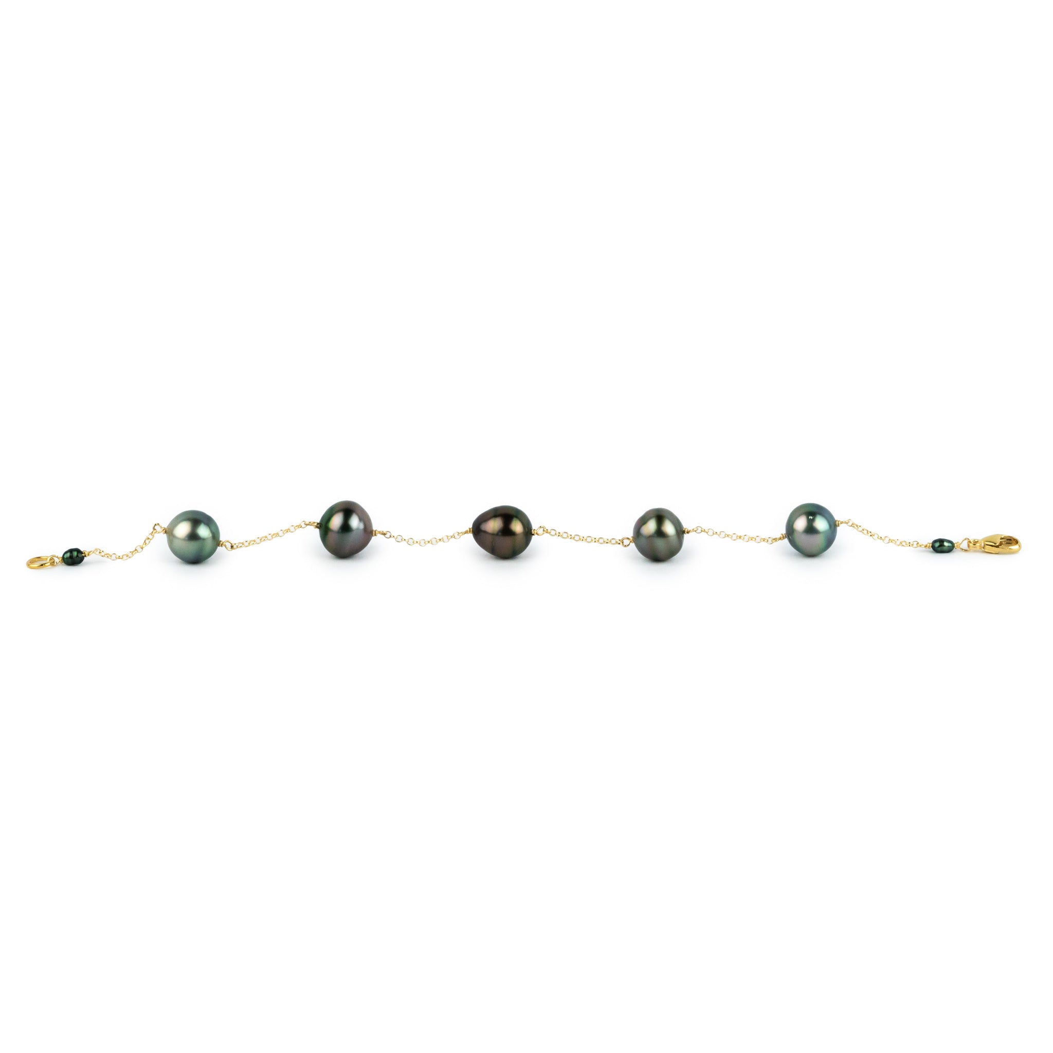 Multi-Colorful Circled Tin-Cup Tahitian Pearl Bracelet on 14/20 Gold Filled