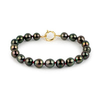 Inky Pink Green 8-9.5mm Tahitian Pearl Bracelet