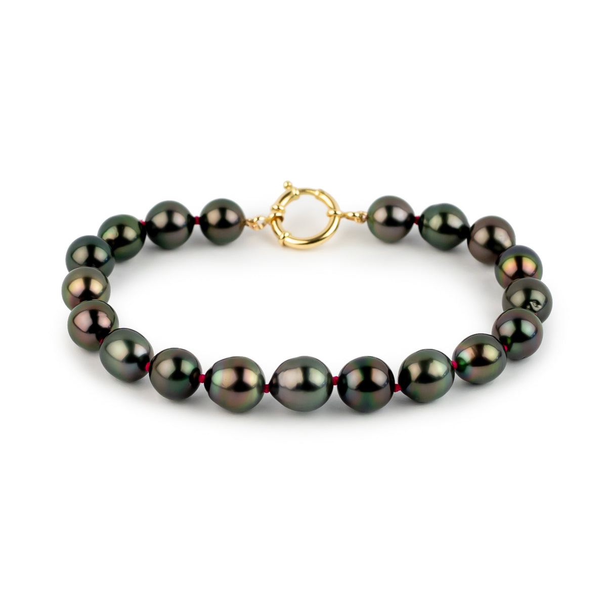 Inky Pink Green 8-9.5mm Tahitian Pearl Bracelet