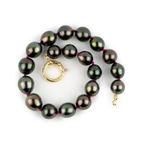 Inky Pink Green 8-9.5mm Tahitian Pearl Bracelet