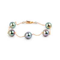 Cotton Candy Glow Tahitian Pearl Tin Cup Bracelet on 14K Rose Gold