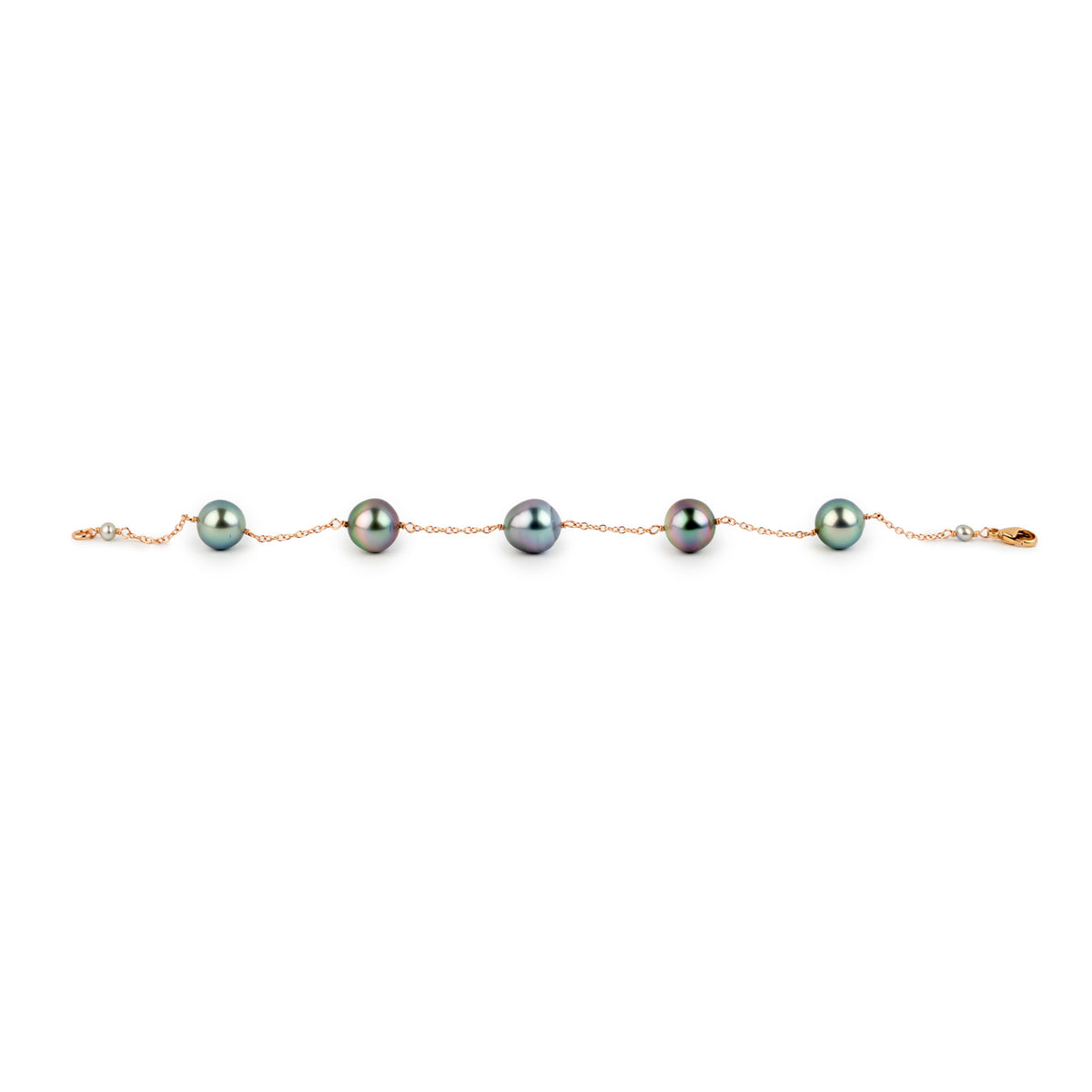 Cotton Candy Glow Tahitian Pearl Tin Cup Bracelet on 14K Rose Gold