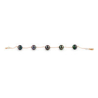 Indigo Aurora Tahitian Pearl Tin Cup Bracelet on 14K Rose Gold