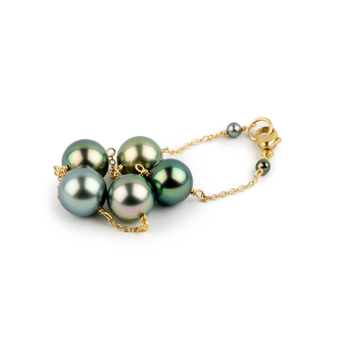 Luminous Greens Tahitian Pearl Tin Cup Bracelet on 14K Yellow Gold