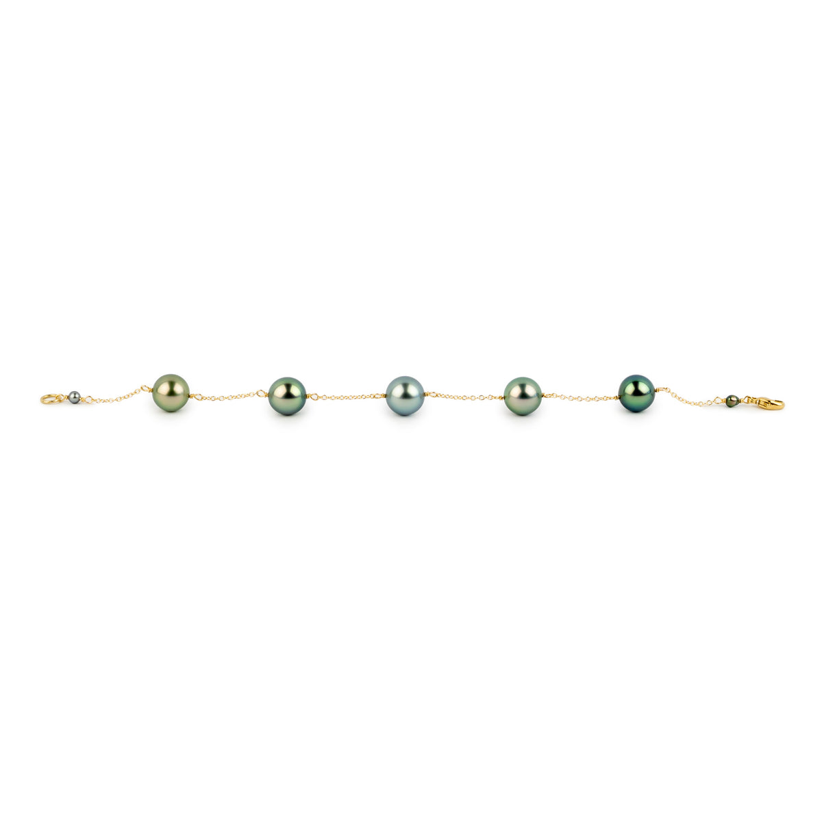 Luminous Greens Tahitian Pearl Tin Cup Bracelet on 14K Yellow Gold
