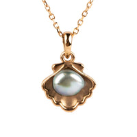 Tahitian Keshi Pearl 14K Rose Gold Seashell Necklace