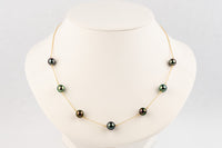 Dark Flash Tin-Cup Tahitian Pearl Necklace on 14/20 Gold Filled