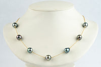 Passion Flower Baroque Tin-Cup Tahitian Pearl Necklace on 14K Yellow Gold