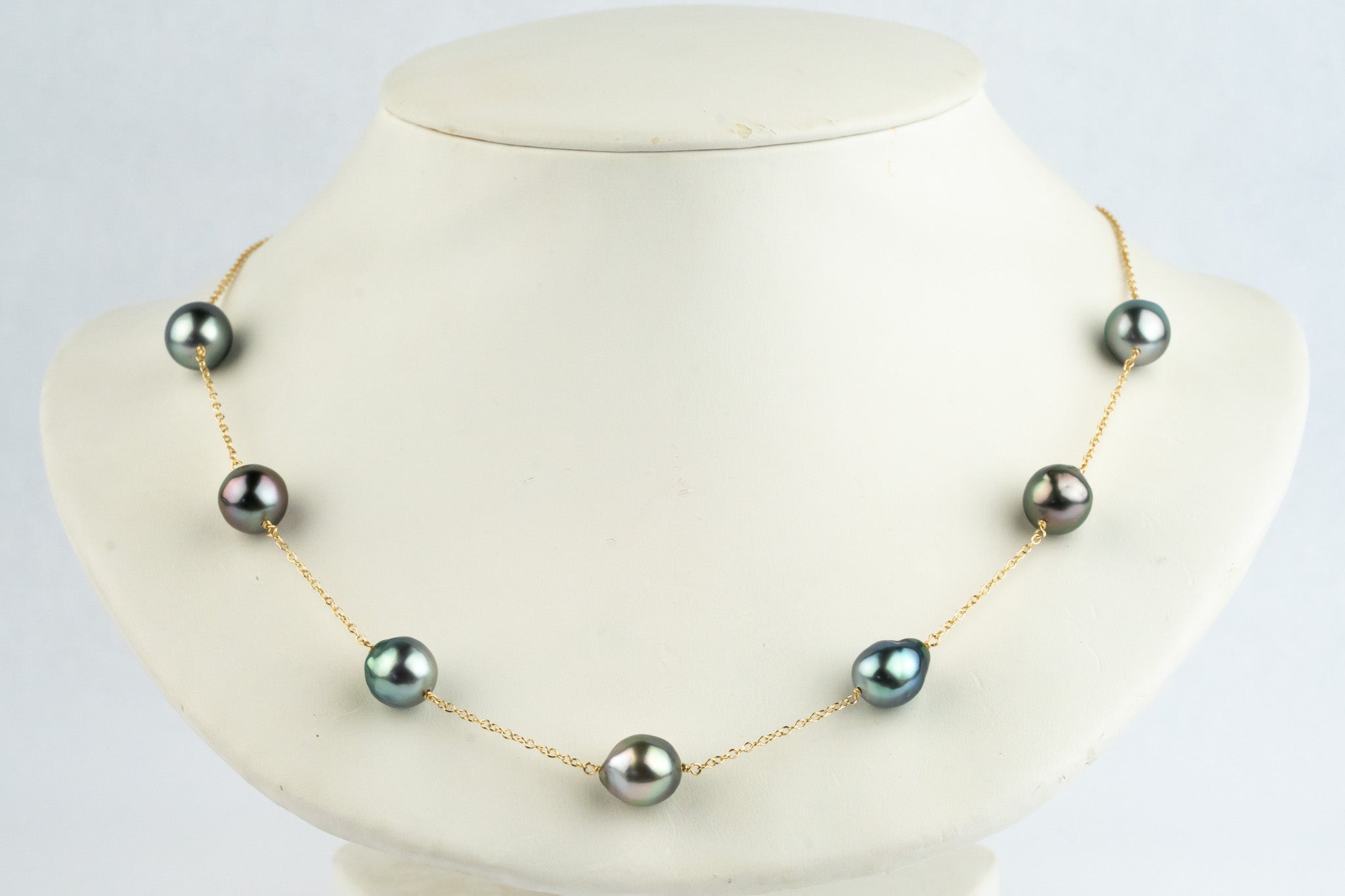 Passion Flower Baroque Tin-Cup Tahitian Pearl Necklace on 14K Yellow Gold