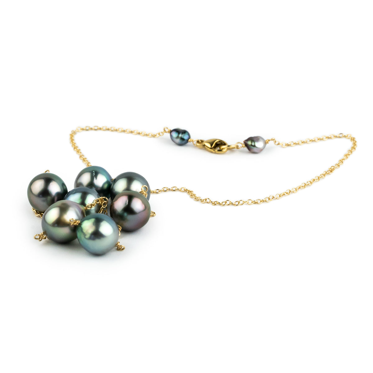 Passion Flower Baroque Tin-Cup Tahitian Pearl Necklace on 14K Yellow Gold