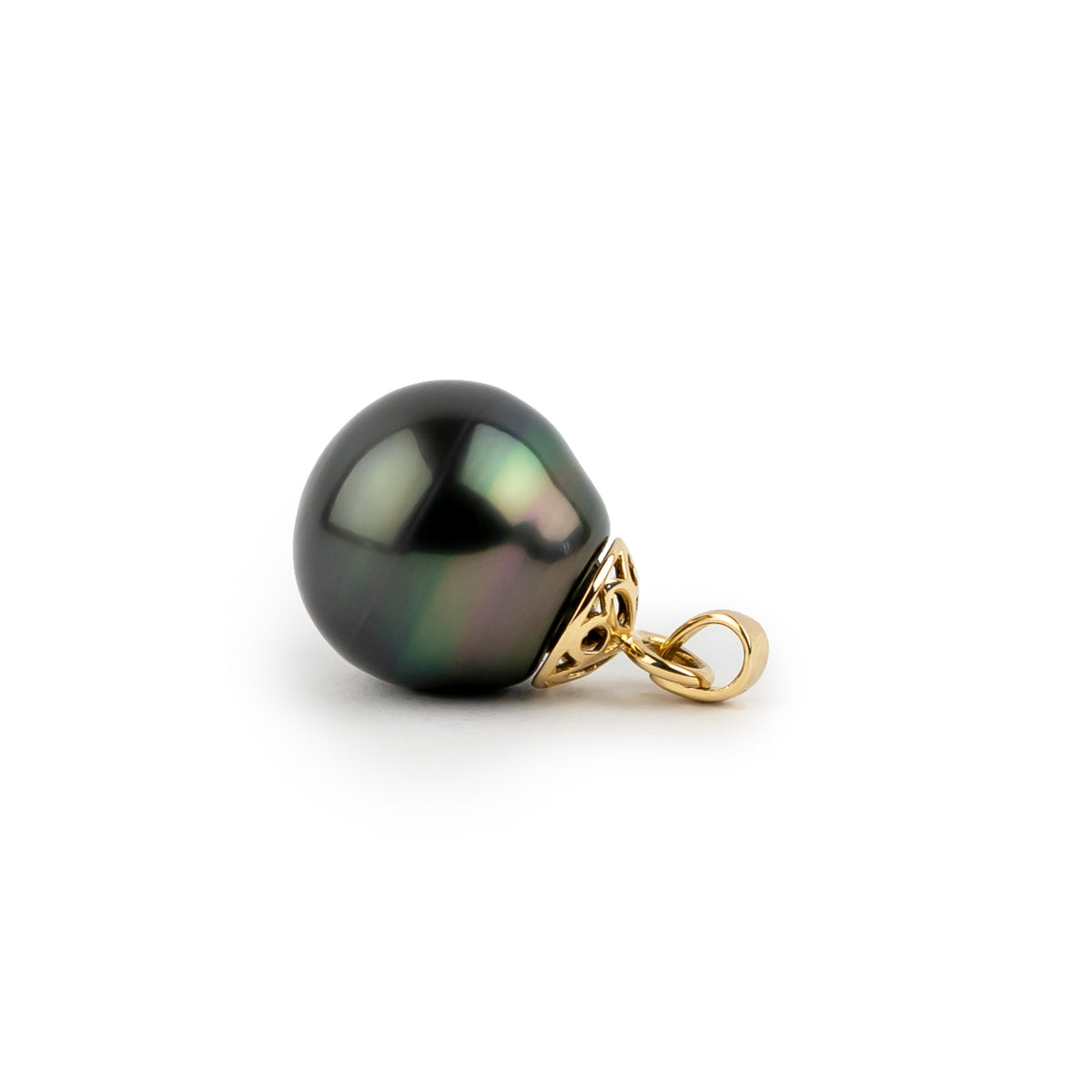 Dark Rainbow 12.2mm Tahitian Pearl Filigree Pendant