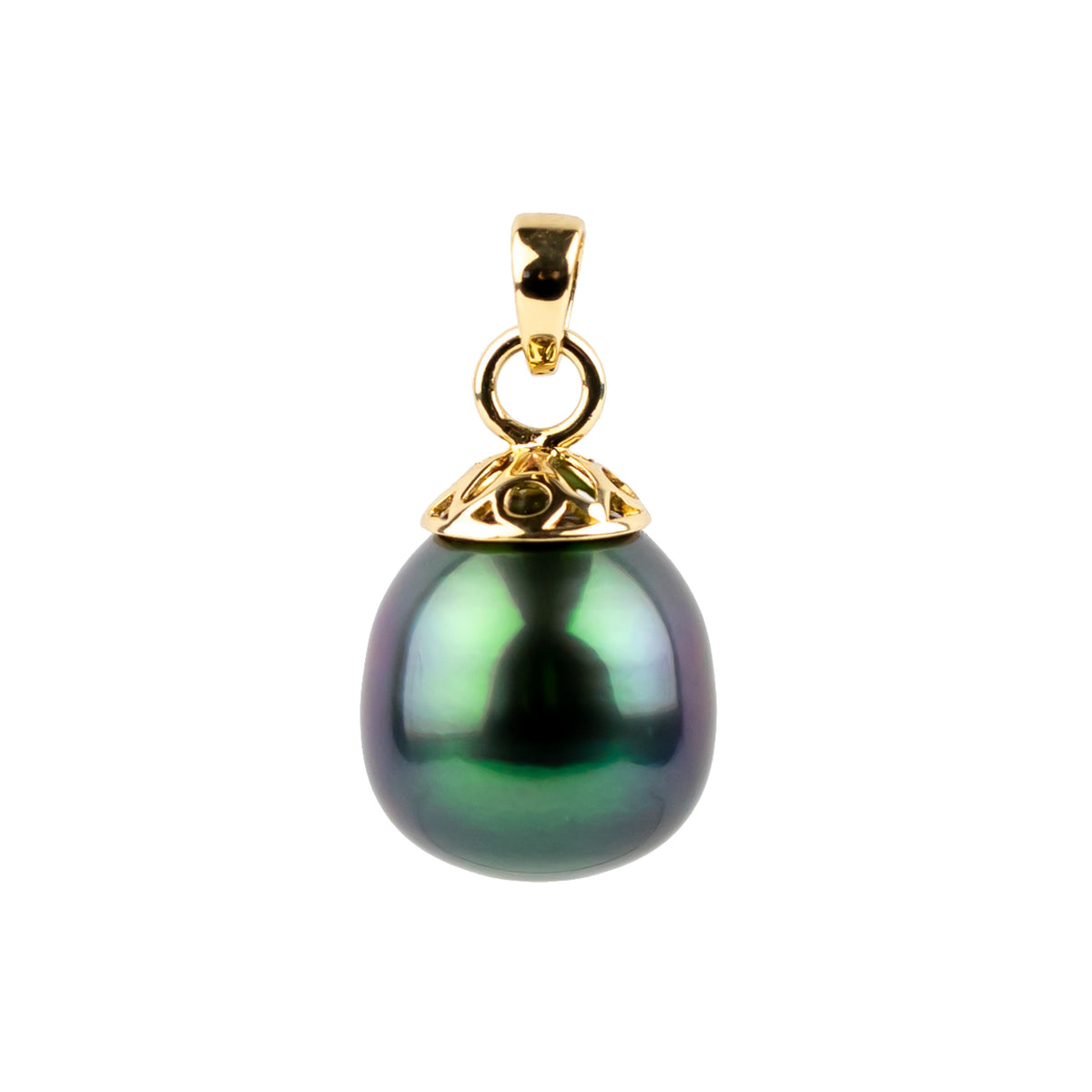 Ocean Abyss 10.5mm Tahitian Pearl Filigree Pendant