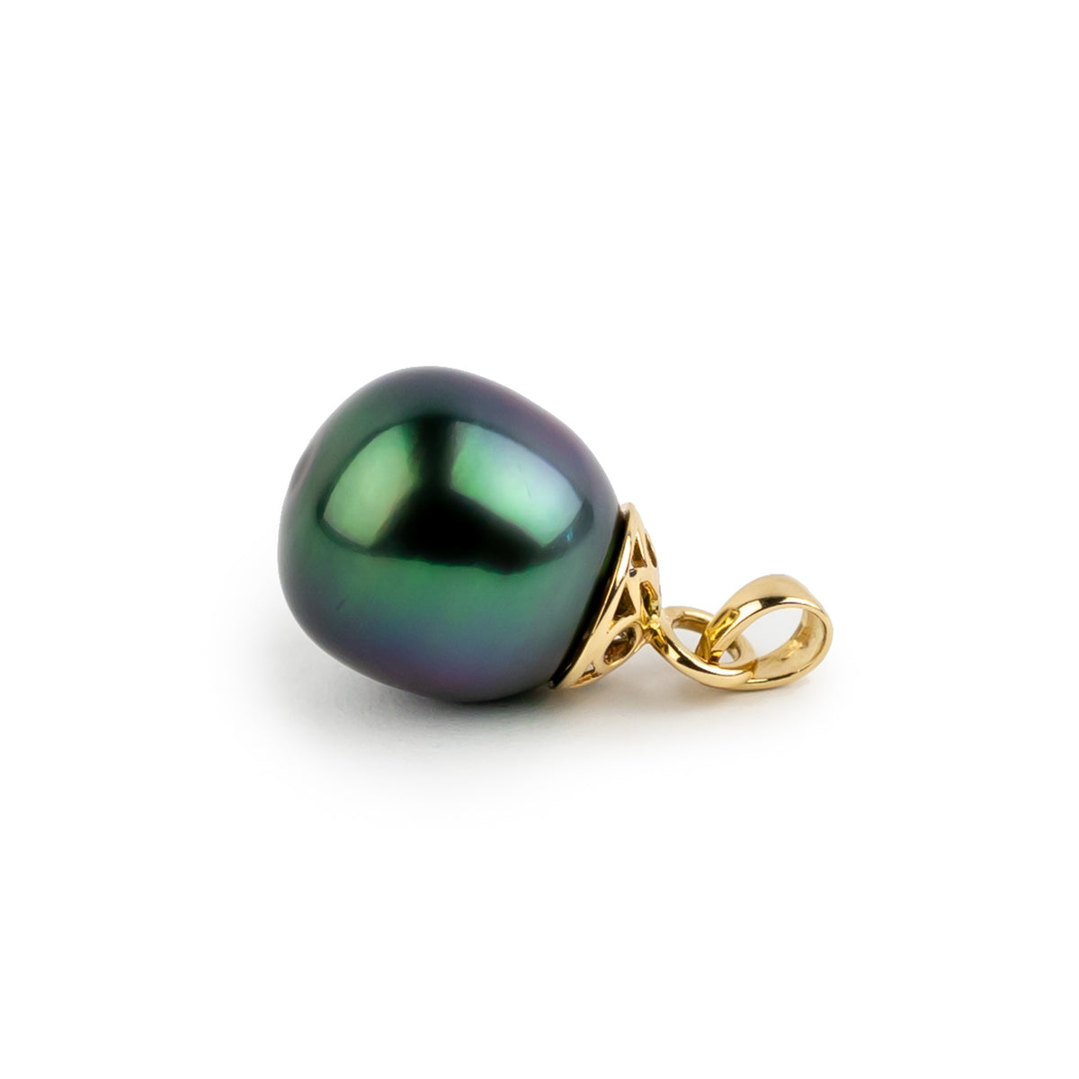 Ocean Abyss 10.5mm Tahitian Pearl Filigree Pendant