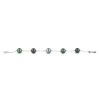 Silky Blue Green Tahitian Pearl Tin Cup Bracelet on 14k White Gold