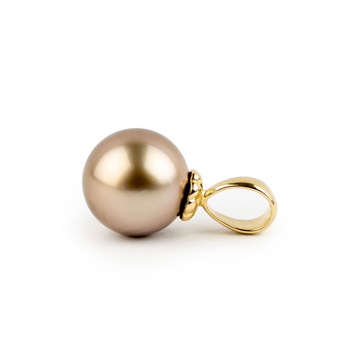Champagne Pink 10.3mm Tahitian Pearl Pendant on 14K Yellow Gold