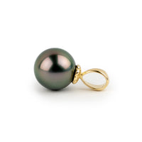 Plum Peacock 10.5mm Tahitian Pearl Pendant on 14K Yellow Gold