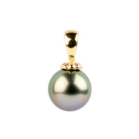 Ocean Sunrise 10.1mm Tahitian Pearl Pendant on 14K Yellow Gold
