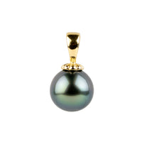 Deep Sea 10.3mm Tahitian Pearl Pendant on 14K Yellow Gold