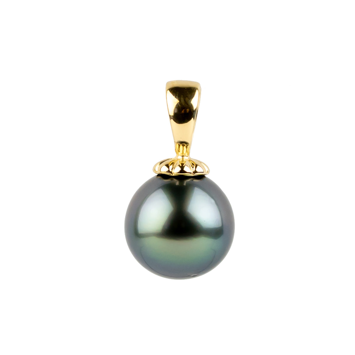 Deep Sea 10.3mm Tahitian Pearl Pendant on 14K Yellow Gold