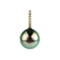 Pink Green 10mm Beaded Tahitian Pearl Pendant on 14K White Gold