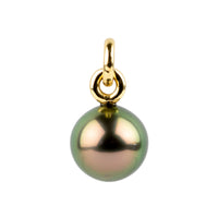 Vibrant Aubergine Peacock 12.2mm Tahitian Pearl Rava Pendant on 14K Yellow Gold