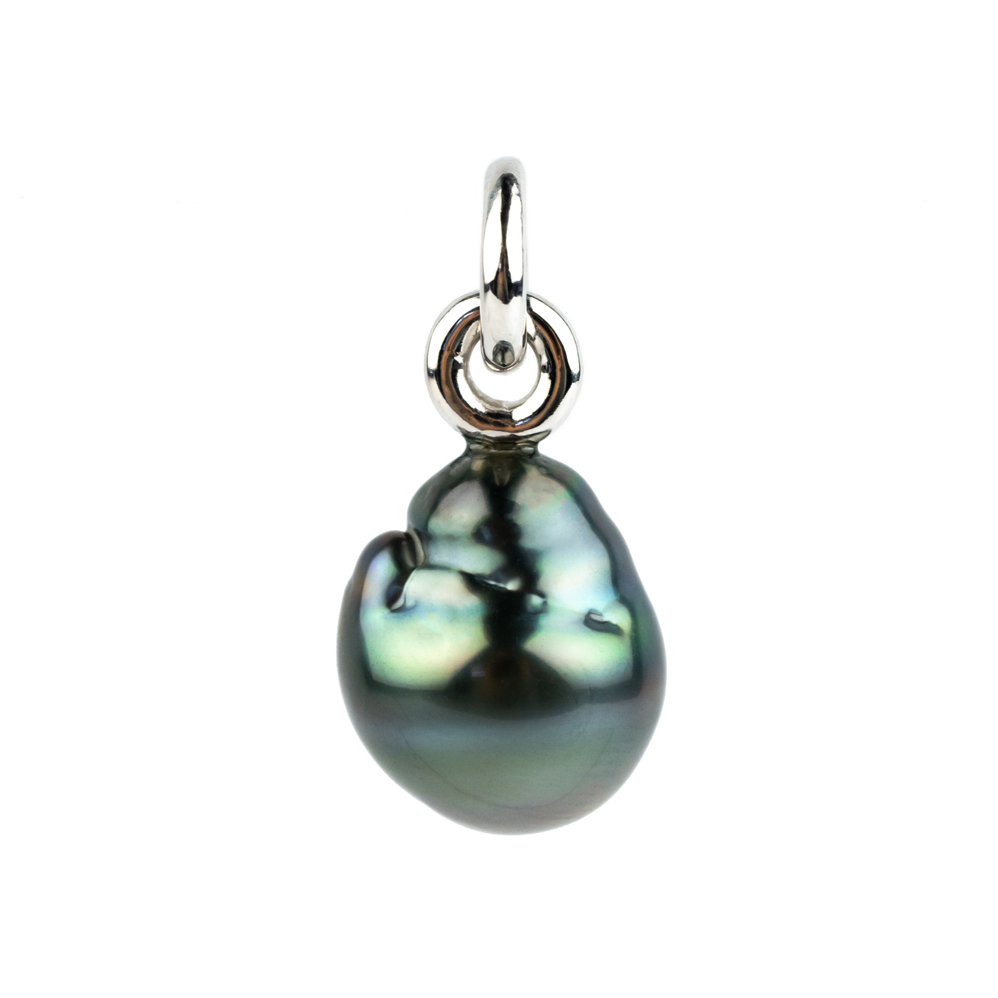 Deep Sea Baroque 11.7mm Tahitian Pearl Rava Pendant on 14K White Gold