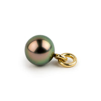 Vibrant Aubergine Peacock 12.2mm Tahitian Pearl Rava Pendant on 14K Yellow Gold