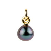 Intense Purple 10.6mm Tahitian Pearl Rava Pendant on 14K Yellow Gold