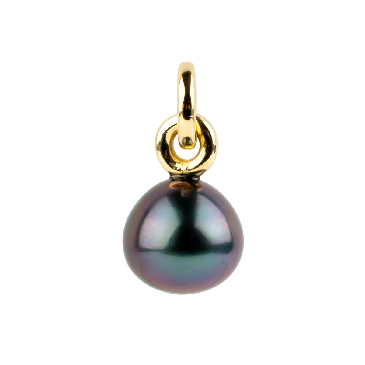 Intense Purple 10.6mm Tahitian Pearl Rava Pendant on 14K Yellow Gold