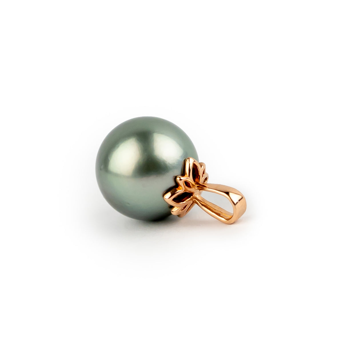 Mint Green 10mm Tahitian Pearl Marguerite Pendant on 14K Rose Gold