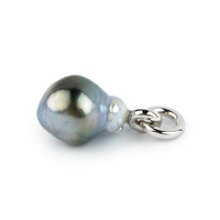 Silvery Blue Baroque 11.9mm Tahitian Pearl Rava Pendant on 14K White Gold